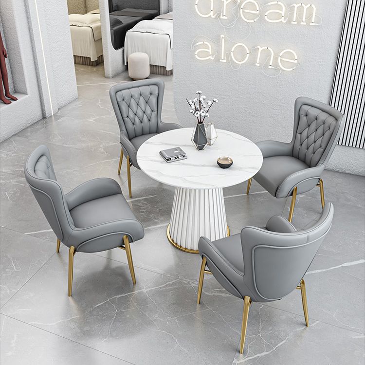 Glam 1/5 Pieces Dining Set Circular Stone Dining Table for Dining Room Clearhalo 'Dining Room Sets' 'Dining Tables & Seating' 'dining_room_set' 'furn' 'furn_dining_room_set' 'Furniture' 'furniture_dining_room_set' 'Kitchen & Dining Furniture' 1200x1200_b8054b3c-f72a-4aeb-8968-41a36ea88428
