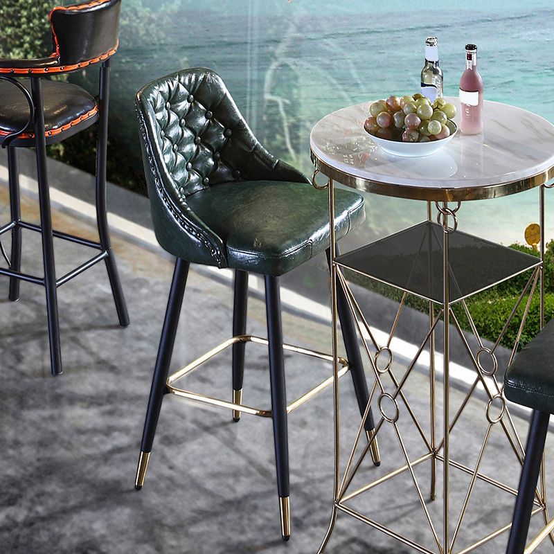 Glam Style Faux Leather Barstool Armless Low Back Bar Stool with Metal Legs Clearhalo 'Bar Furniture' 'Bar Stools' 'bar_stools' 'furn' 'furn_bar_stools' 'Furniture' 'Kitchen & Dining Furniture' 1200x1200_b8061102-c5c1-49cc-bb3e-bc070c690e3b