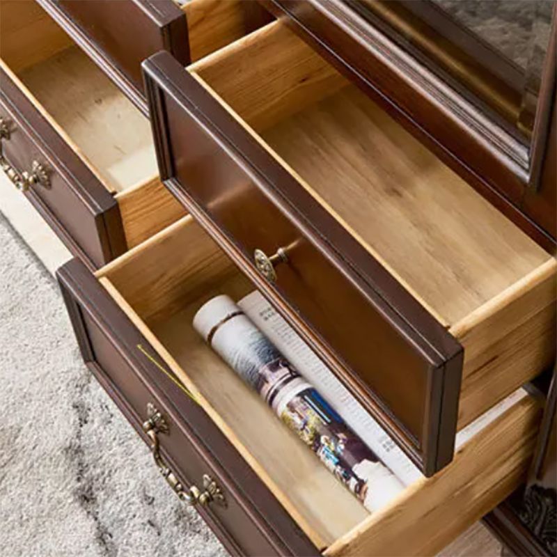 Traditional Display Stand Rubberwood Hutch Cabinet for Living Room Clearhalo 'Display & China Cabinets' 'display_china_cabinets' 'furn' 'furn_display_china_cabinets' 'Furniture' 'Kitchen & Dining Furniture' 1200x1200_b809f4ea-08fb-4ac5-ba6a-0ccfa37adc00