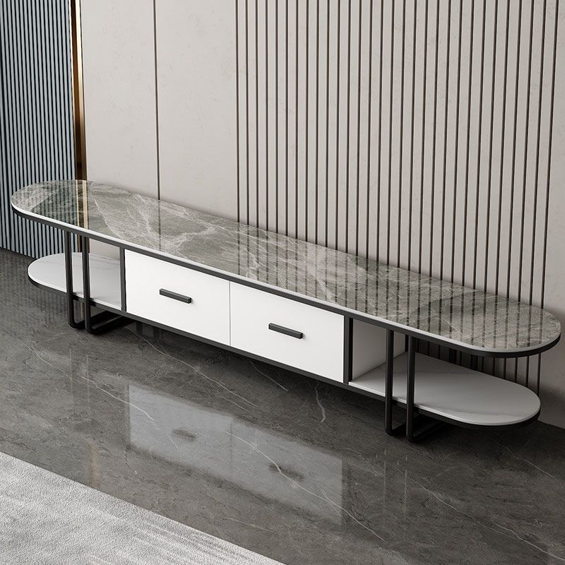 Hedendaagse Slate Top TV Media Console 2 Lades TV Stand Console