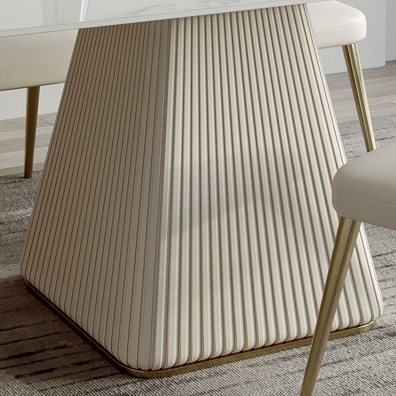 Modern Style Sintered Stone Dining Set with White Rectangle Shape Table and Pedestal Base Clearhalo 'Dining Room Sets' 'Dining Tables & Seating' 'dining_room_set' 'furn' 'furn_dining_room_set' 'Furniture' 'furniture_dining_room_set' 'Kitchen & Dining Furniture' 'kitchen&dining_furn' 'kitchen' 1200x1200_b80b8f56-cc59-4f91-abc6-015e3306822d