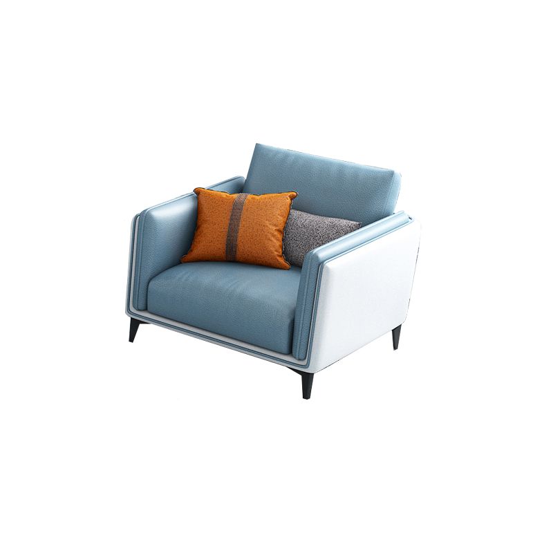 Contemporary Upholstered Sofa Blue Sewn Pillow Back Couch with Tuxedo Arm Clearhalo 'furn' 'furn_sofas' 'Furniture' 'furniture_sofas' 'kitchen' 'kitchen_sofas' 'Living Room Furniture' 'Sofa' 'sofas' 1200x1200_b80c576d-b841-477c-8d5b-119d84cfe1da