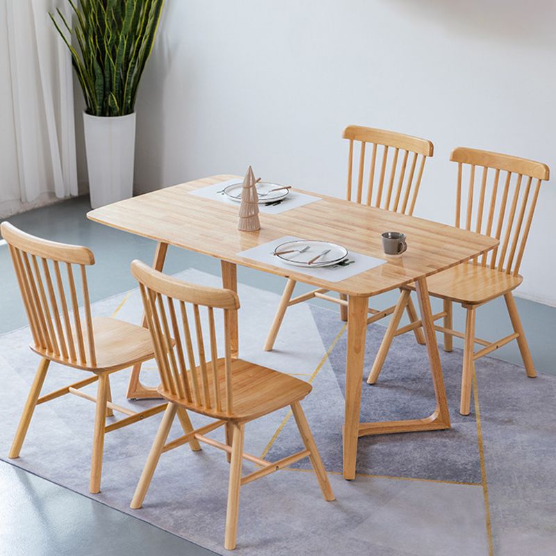 Contemporary Rectangle Dining Table Rubberwood Solid Wood Table with Double Pedestal Clearhalo ' dining_table' 'Dining Tables & Seating' 'Dining Tables' 'furn' 'furn_dining_table' 'Furniture' 'furniture_dining_table' 'Kitchen & Dining Furniture' 'kitchen&dining_furn' 'kitchen' 'kitchen_dining_table' 1200x1200_b80c79a1-3703-4fb0-97ab-43488f1435ad