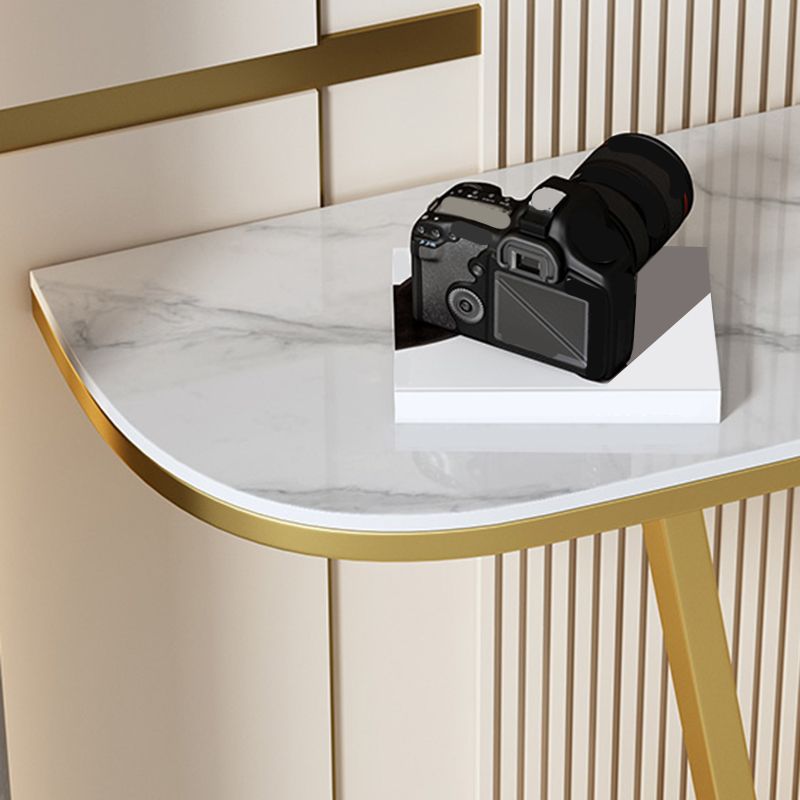 Tavolino con console top con mezza luna pietra con tavola di accento di base del piedistallo di ferro