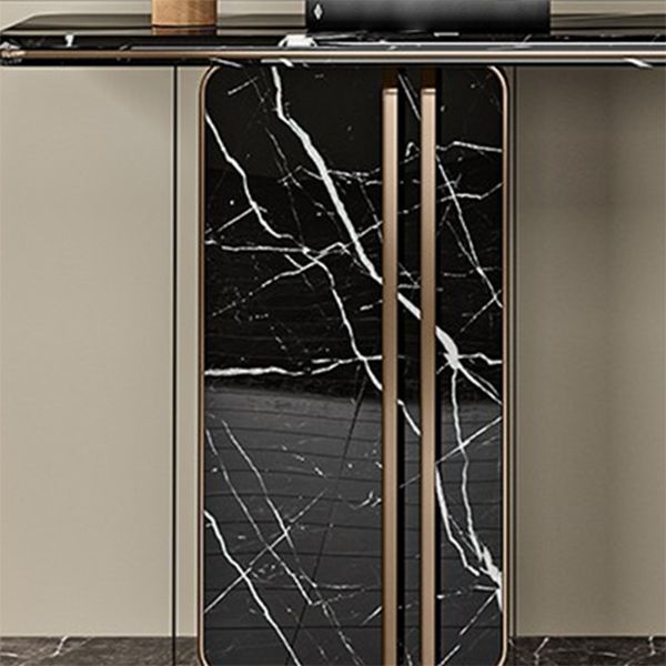Modern Accent Table Marble Console Table with 1 Shelf for Hall , 33.46 Inch Tall Clearhalo 'Console Tables' 'console_tables' 'Entry & Mudroom Furniture' 'furn' 'furn_console_tables' 'Furniture' 1200x1200_b80d38d8-c5a7-4054-93f6-23d6742eaa9d