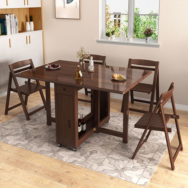 Mid-Century Modern Brown Dining Table Solid Wood Drop-Leaf Dining Table for Home Use Clearhalo ' dining_table' 'Dining Tables & Seating' 'Dining Tables' 'furn' 'furn_dining_table' 'Furniture' 'furniture_dining_table' 'Kitchen & Dining Furniture' 'kitchen&dining_furn' 'kitchen' 'kitchen_dining_table' 1200x1200_b80dd48b-1cb4-4f9c-ad71-170ea12ca402