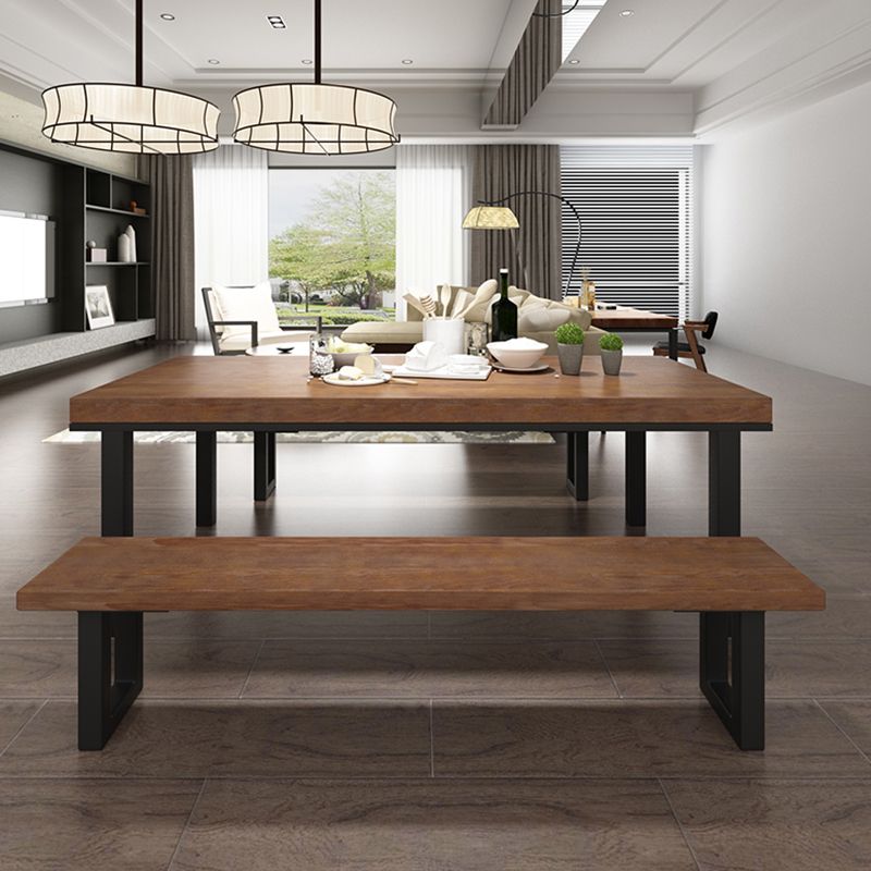 Mesa marrón industrial para mesa de comedor de restaurantes con black metal 4 patas