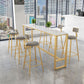 Industrial 1/2/7 Pieces Bar Table Set Rectangle Marble Counter Table with High Stools