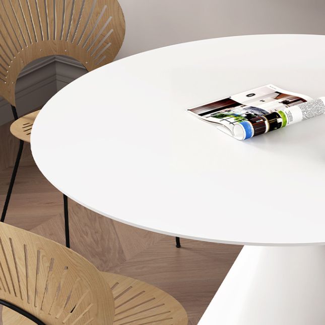 Ronde eettafel stenen eettafel in zwart en wit met voetstuk