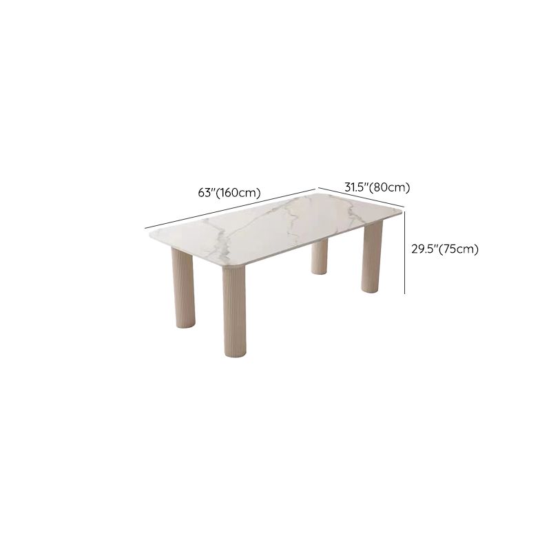 Modern Style 1/4/5/7 Pieces Dining Table Rectangle Stone Furniture in White Clearhalo 'Dining Room Sets' 'Dining Tables & Seating' 'dining_room_set' 'furn' 'furn_dining_room_set' 'Furniture' 'Kitchen & Dining Furniture' 1200x1200_b811b668-5f8d-4d71-b6ae-3b4b77a06aaa