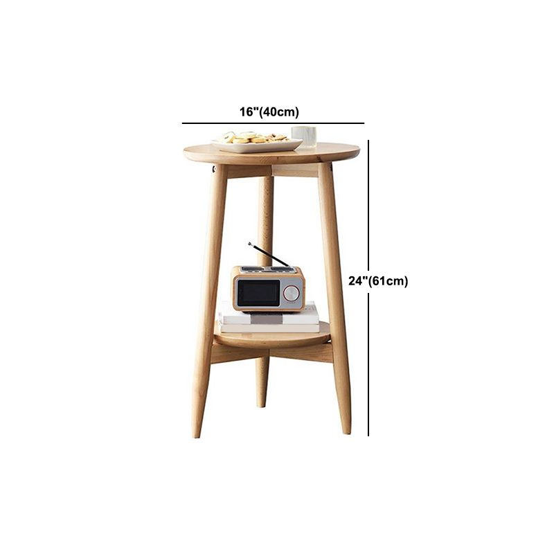 Solid Wood Round Top Side Table 23.6" Tall 3 Legs End Table with Shelf Clearhalo 'Coffee & Accent Tables' 'End & Side Tables' 'end_side_tables' 'furn' 'furn_end_side_tables' 'Furniture' 'Living Room Furniture' 1200x1200_b8128fb3-025c-4175-9d29-4d9e789713ed