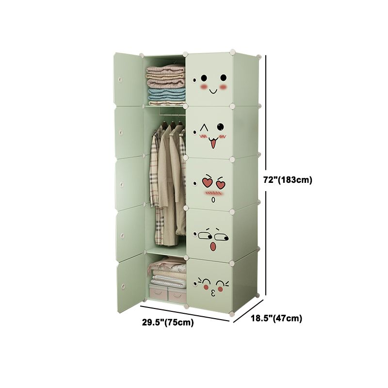 Modern Style Wardrobe Green Colour Plastic Bedroom Wardrobe Closet Clearhalo 'Armoires & Wardrobes' 'armoires_wardrobes' 'Bedroom Furniture' 'furn' 'furn_armoires_wardrobes' 'Furniture' 1200x1200_b813ae08-f7da-4c8a-872a-d2fee535bc7e