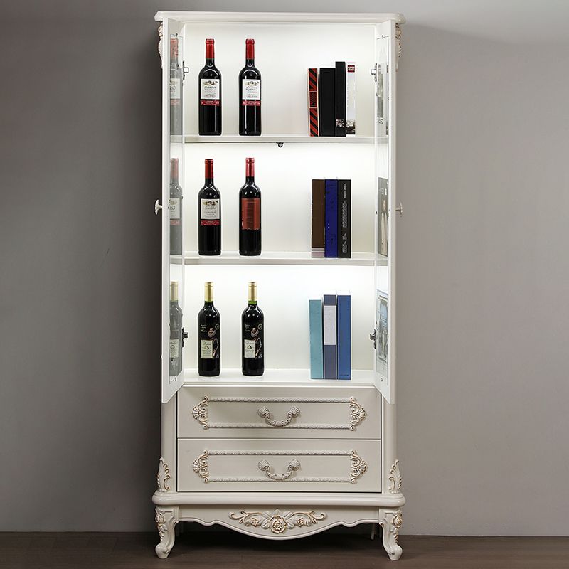 Portes en verre de support d'affichage traditionnel armoire de rangement en pin pour salle à manger