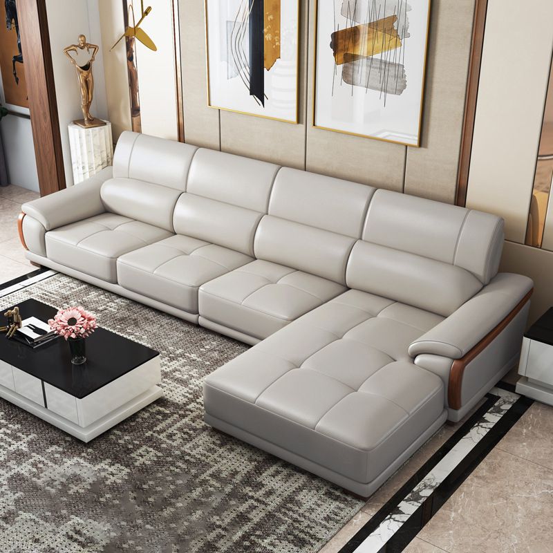 141,73 "a forma di L larga a L vera cuscino in pelle vera braccio sezionale