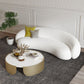 Contemporary White Curved Sofa 29.52" High Sloped Armed Sofa