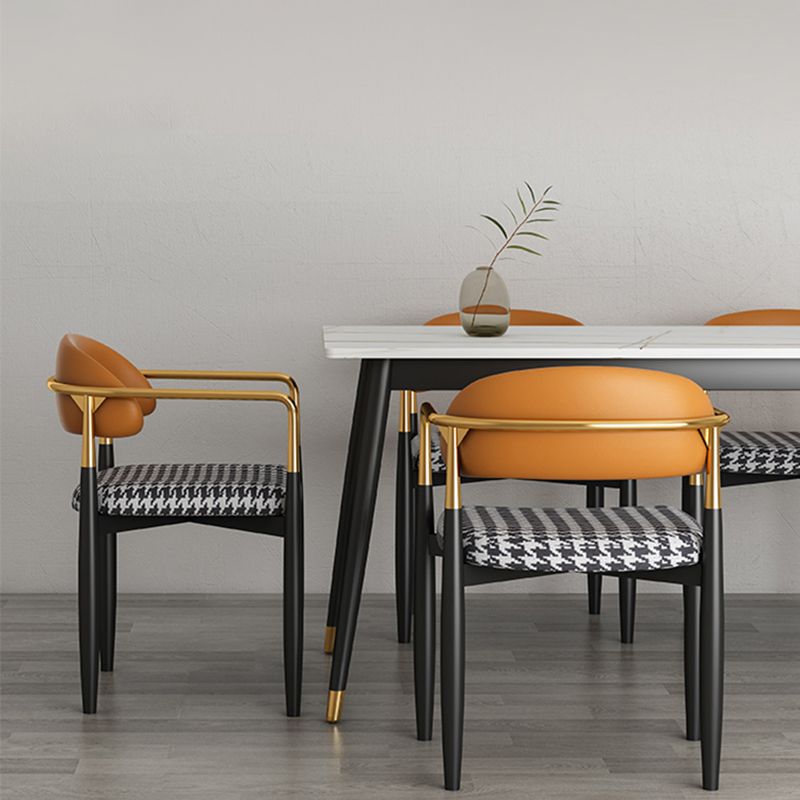 Contemporary Style Kitchen Metal Dining Chairs Open Back Dining Arm Side Chairs Clearhalo ' kitchen&dining_furn' 'Dining Chairs' 'Dining Tables & Seating' 'dining_chair' 'furn' 'furn_dining_chair' 'Furniture' 'furniture_dining_chair' 'Kitchen & Dining Furniture' 'kitchen' 1200x1200_b819f0dd-df7c-4b60-ad6d-4479f64e83e3