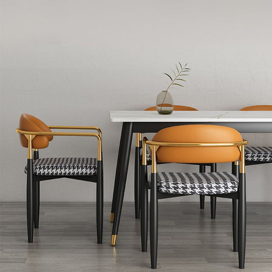 Contemporary Style Kitchen Metal Dining Chairs Open Back Dining Arm Side Chairs Clearhalo ' kitchen&dining_furn' 'Dining Chairs' 'Dining Tables & Seating' 'dining_chair' 'furn' 'furn_dining_chair' 'Furniture' 'furniture_dining_chair' 'Kitchen & Dining Furniture' 'kitchen' 1200x1200_b819f0dd-df7c-4b60-ad6d-4479f64e83e3