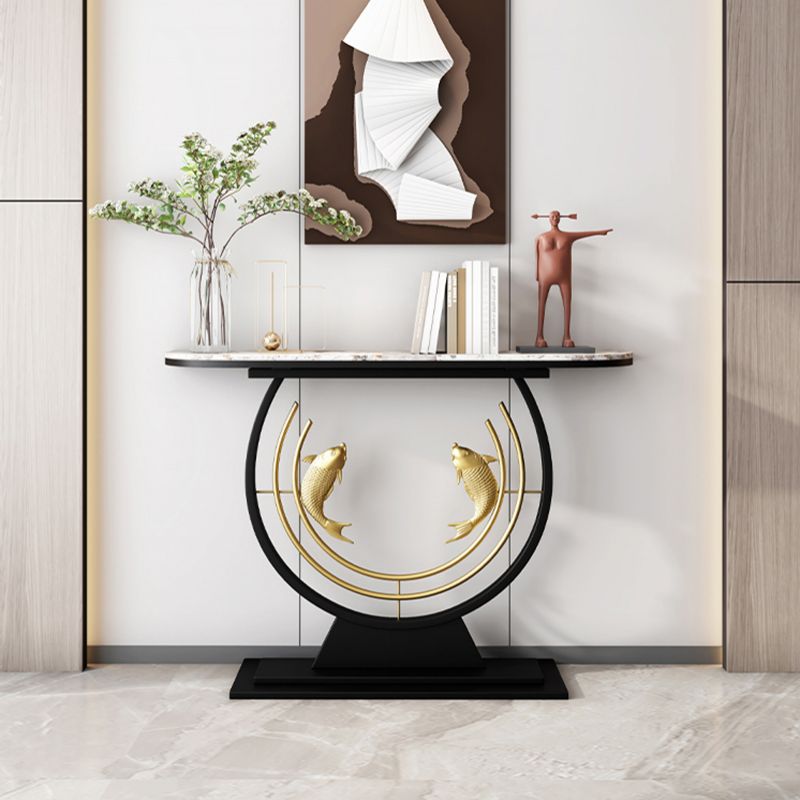 31.5 "H Modern Console Accent Table Acabado antiguo Consola Half Moon