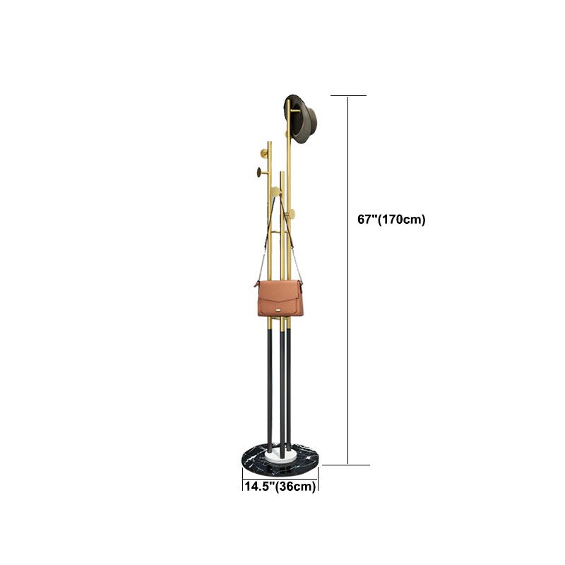 Moderno Entry Hall Tree Metal Free Standing 7 Ganchs Rack