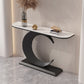 12 inch Wide Glam Console Table Stone Half Moon Console Accent Table