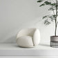 Contemporary Curved Sofa in White Sloped Arm Sofa for Living Room