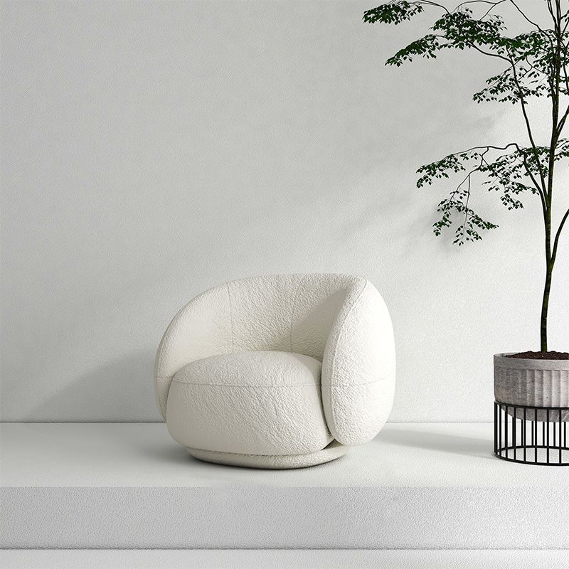 Contemporary Curved Sofa in White Sloped Arm Sofa for Living Room