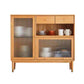 Pine Display Stand Contemporary Glass Doors China Cabinet with Drawers