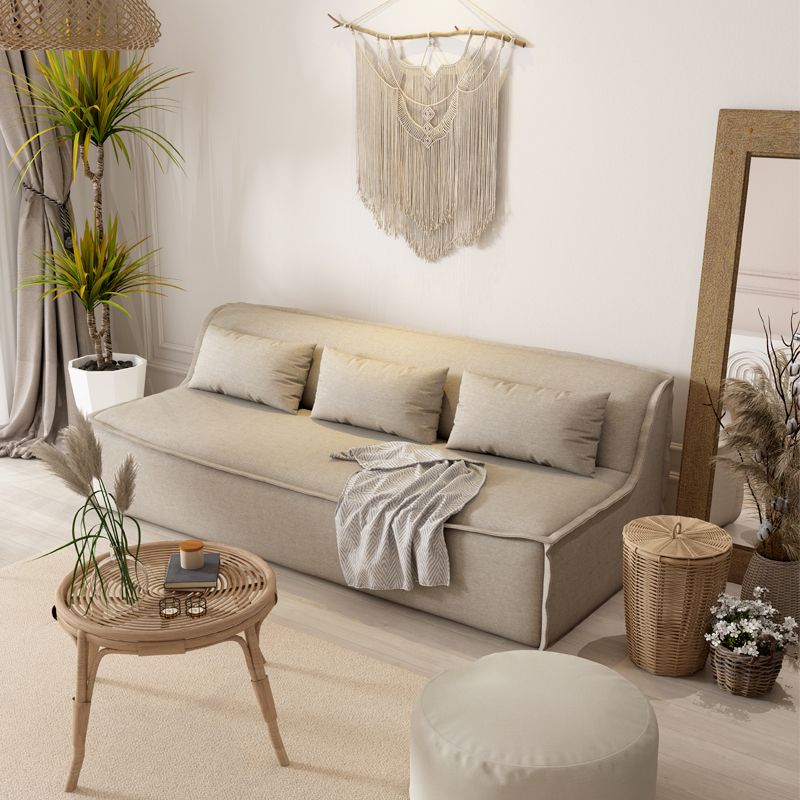 Cotton Blend/ Faux Leather Sofa Armless Settee for Three People Clearhalo 'furn' 'furn_sofas' 'Furniture' 'furniture_sofas' 'Living Room Furniture' 'Sofa' 'sofas' 1200x1200_b823fd8c-c648-4d75-af12-6cd9677bed49