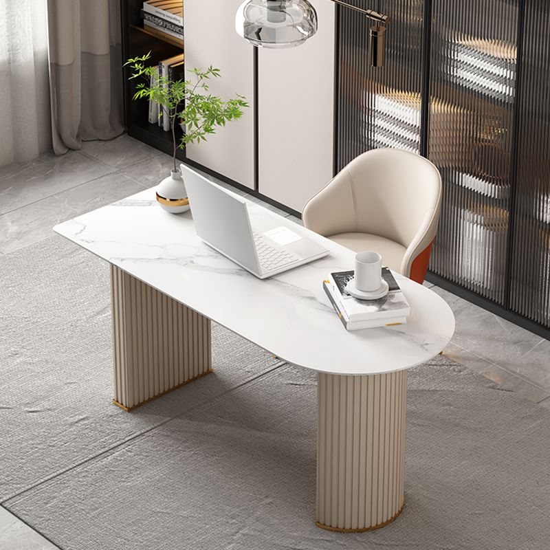 23.6 "Escritorio de escritura de ancho Pedestal Beige Glam Office Desk for Home