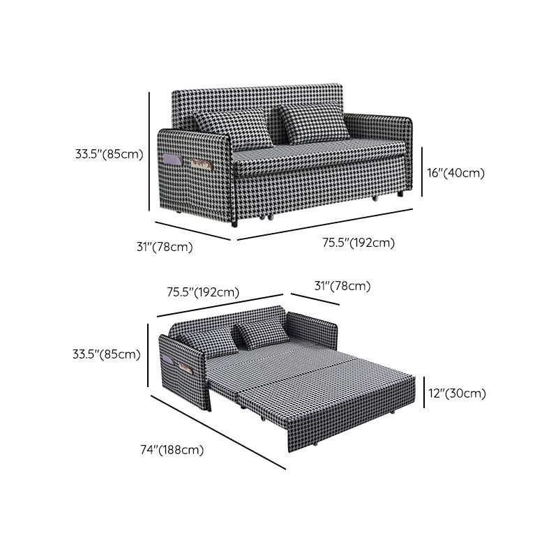 Suif convertible de 30,70 "de largeur de largeur canapé-lit de stockage en noir et blanc
