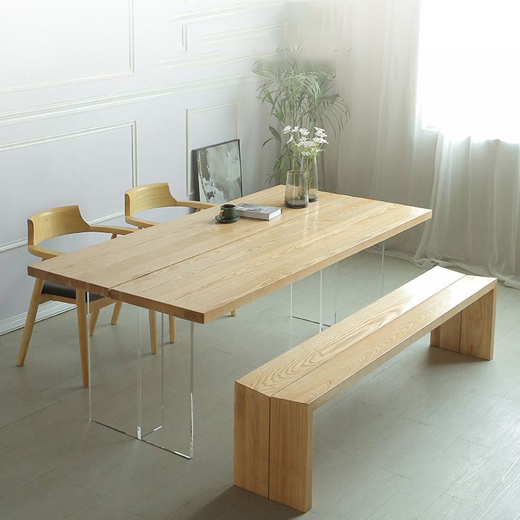 Rectangle Solid Wood Dining Table Modern Acrylic Double Pedestal Table Clearhalo 'Dining Tables & Seating' 'Dining Tables' 'dining_table' 'furn' 'furn_dining_table' 'Furniture' 'Kitchen & Dining Furniture' 1200x1200_b825b8bc-cb71-4eaf-9c1a-2f5363b1e41c