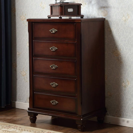 Traditional Wooden Bedroom Chest Vertical Storage Chest with Drawers