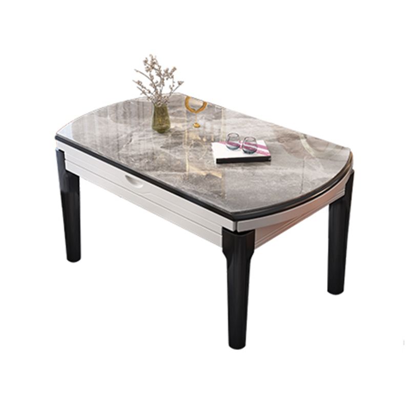 Mesa de comedor sencilla y moderna, mesa de comedor con forma rectangular y base de madera para sala de estar