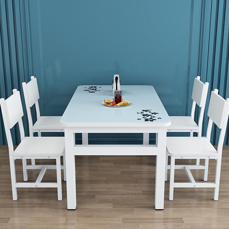 Modern White in Glass Counter Table Rectangle Dining Table for Kitchen Clearhalo 'Dining Tables & Seating' 'Dining Tables' 'dining_table' 'furn' 'furn_dining_table' 'Furniture' 'Kitchen & Dining Furniture' 1200x1200_b8286a4f-1f6c-42ce-9383-f130767e7730