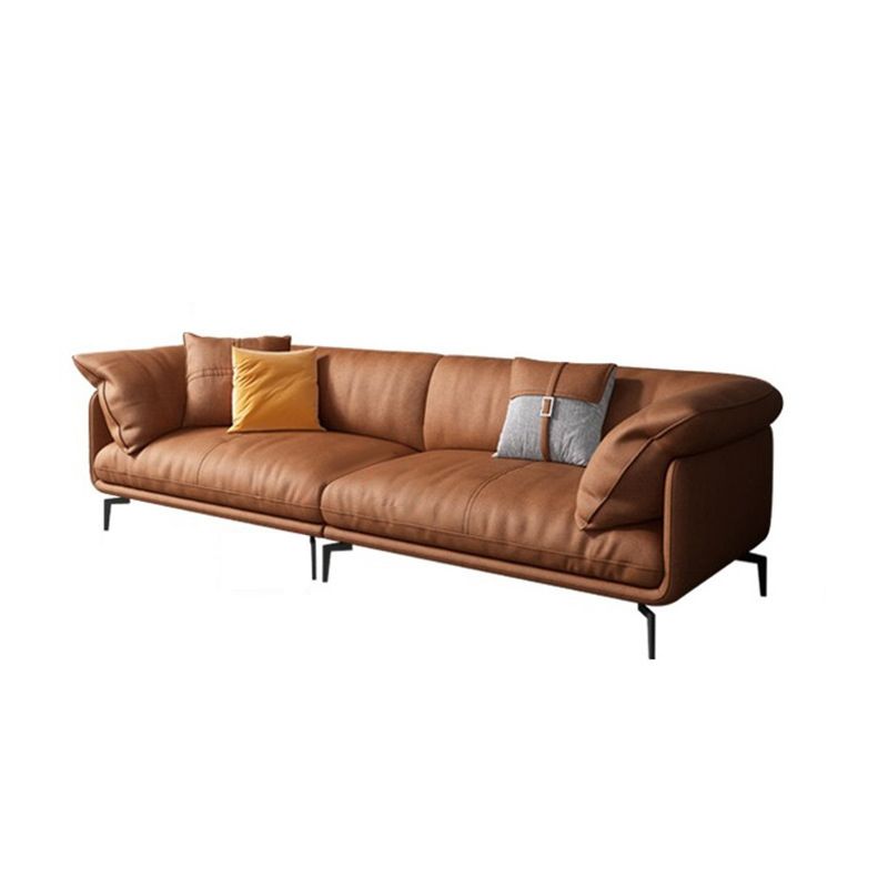 Recessed Arm Tan Contemporary Removable Cushions Faux Leather Sofa & Chaise Clearhalo 'furn' 'furn_sectionals' 'Furniture' 'furniture_sectionals' 'kitchen' 'kitchen_sectionals' 'Living Room Furniture' 'Sectionals' 1200x1200_b828f37b-efdc-450d-b591-222edc99cee2