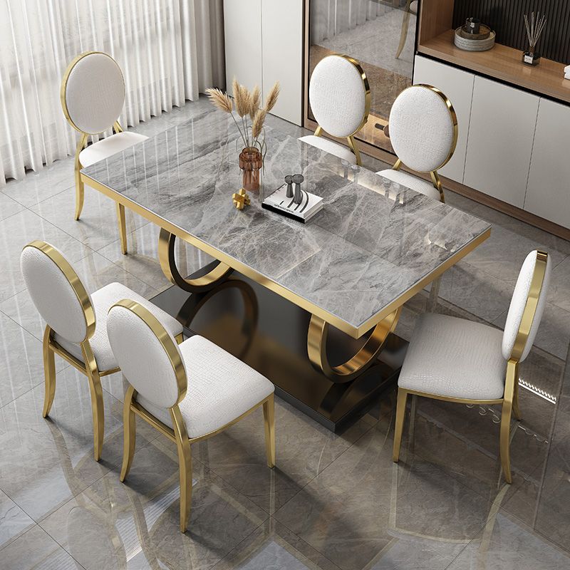 Glam Style Dinner Table Rectangle Stone Dining Room Table for Kitchen Clearhalo 'Dining Tables & Seating' 'Dining Tables' 'dining_table' 'furn' 'furn_dining_table' 'Furniture' 'Kitchen & Dining Furniture' 1200x1200_b82b8eff-1795-4f2a-8e54-5454447242f8