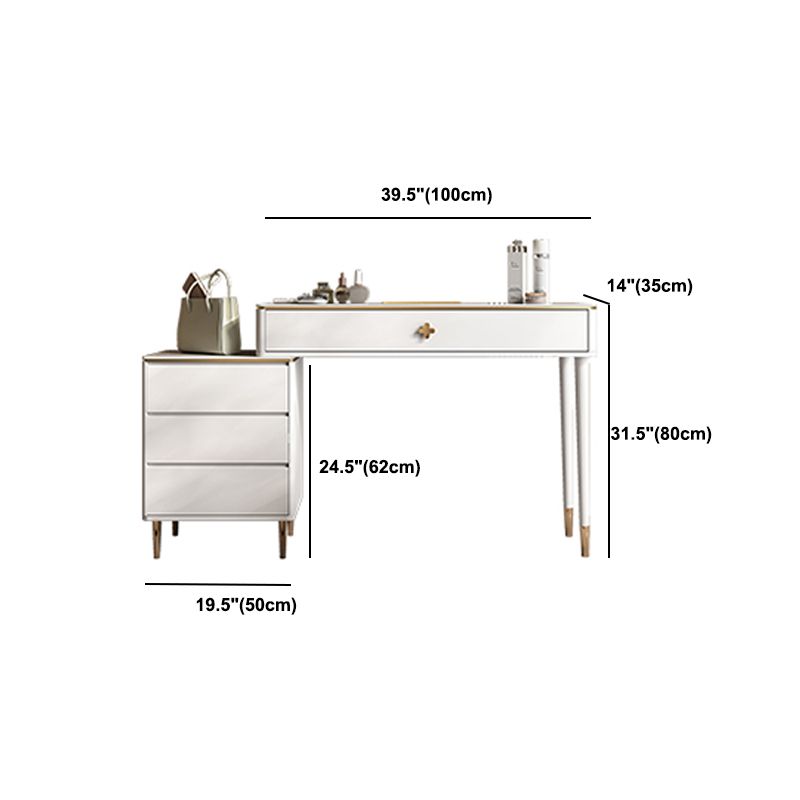 Tavolo da toep in legno in legno bianco vanità set di sgabelli lussuosi