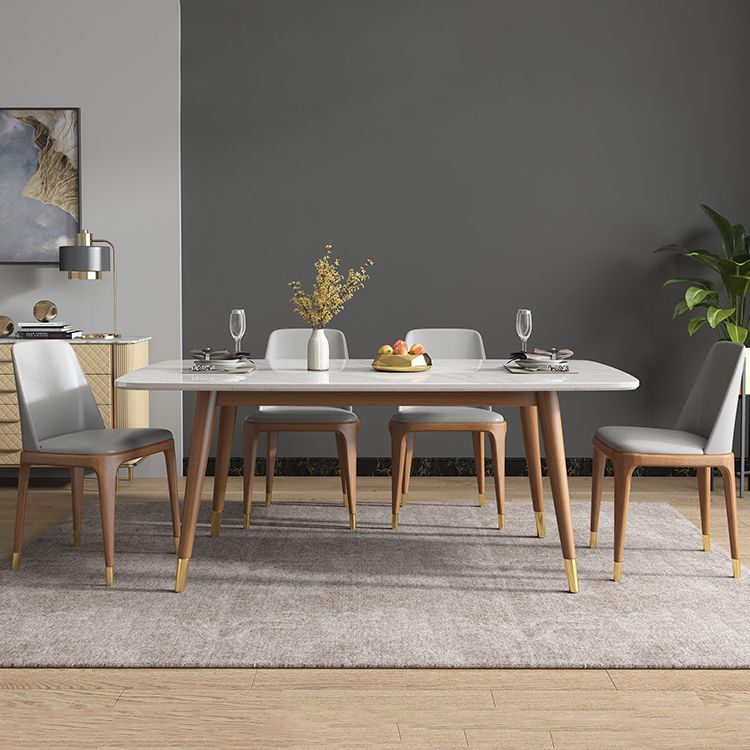 Nordic Ash White Rock Board Rectangular Dining Table Set with 4 Legs Base Clearhalo 'Dining Room Sets' 'Dining Tables & Seating' 'dining_room_set' 'furn' 'furn_dining_room_set' 'Furniture' 'furniture_dining_room_set' 'Kitchen & Dining Furniture' 'kitchen&dining_furn' 'kitchen' 1200x1200_b82f40cf-2197-4e03-9d2c-28af7d1a6c74