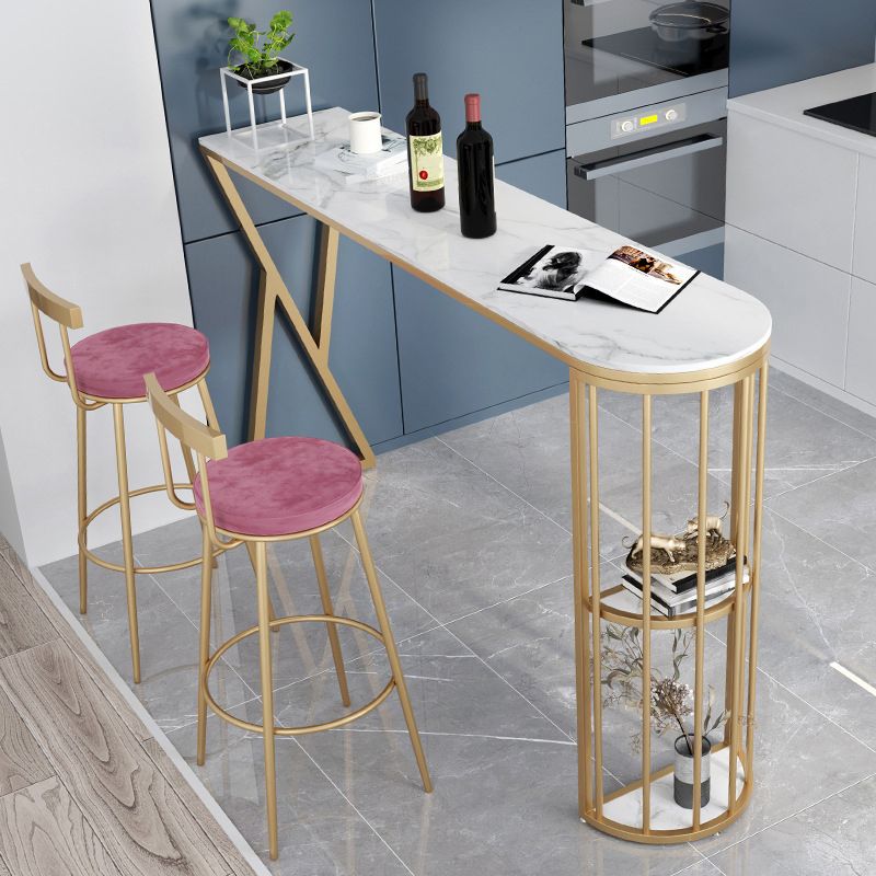 Glam Style Bar Table Stone Top Pub Table with Cabinet for Dining Room Clearhalo 'Bar Furniture' 'Bar Tables' 'bar_tables' 'furn' 'furn_bar_tables' 'Furniture' 'furniture_bar_tables' 'Kitchen & Dining Furniture' 1200x1200_b8316427-67ac-4eef-86ec-3b9467752d86
