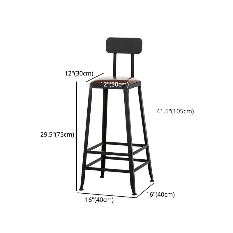 Industrial Armless Counter Stool Iron Cafe Bar Stool with Leather Cushion and Pedal Clearhalo 'Bar Furniture' 'Bar Stools' 'bar_stools' 'furn' 'furn_bar_stools' 'Furniture' 'furniture_bar_stools' 'Kitchen & Dining Furniture' 1200x1200_b831a351-4823-4e9d-81bd-ae6dc0f745ee