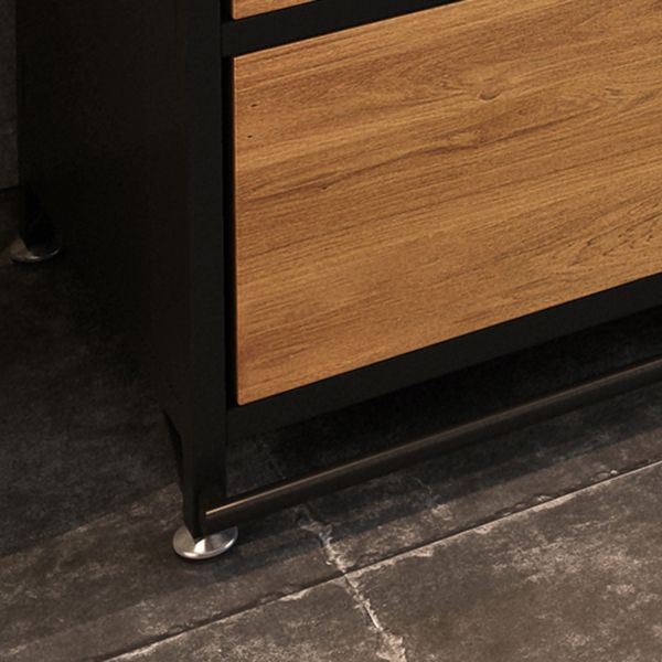 Modern Dining Room Credenza Sliding Doors Metal and Wood Buffet in Black Clearhalo 'buffet_sideboard' 'Buffets & Sideboards' 'furn' 'furn_buffet_sideboard' 'Furniture' 'furniture_buffet_sideboard' 'Kitchen & Dining Furniture' 1200x1200_b832dcce-c5fd-4342-85e8-b31200f55748