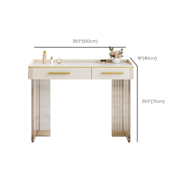 Tavolo da toeletta da top in pietra contemporanea con 2 cassetti e base acrilica