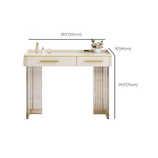 Tavolo da toeletta da top in pietra contemporanea con 2 cassetti e base acrilica
