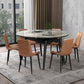 Round Extendable Stone Dining Site Table Contemporary 51.2'' Dinette Table Clearhalo ' dining_table' 'Dining Tables & Seating' 'Dining Tables' 'furn' 'furn_dining_table' 'Furniture' 'furniture_dining_table' 'Kitchen & Dining Furniture' 'kitchen&dining_furn' 'kitchen' 'kitchen_dining_table' 1200x1200_b835df26-2f93-418d-8fae-4da8bd93d03e