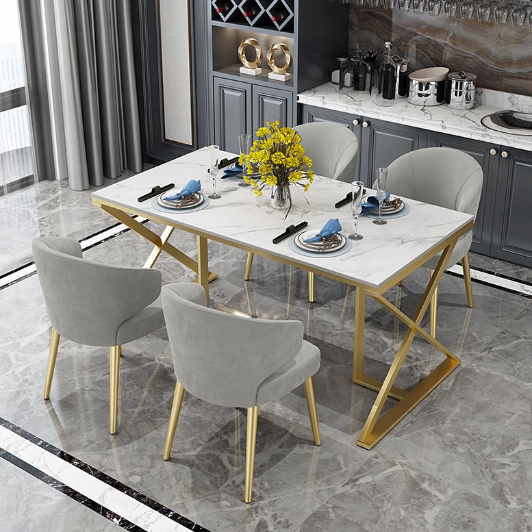 Glam 1/5 Pieces Dining Set Rectangle Stone Dining Table for Kitchen Clearhalo 'Dining Room Sets' 'Dining Tables & Seating' 'dining_room_set' 'furn' 'furn_dining_room_set' 'Furniture' 'furniture_dining_room_set' 'Kitchen & Dining Furniture' 1200x1200_b8387dde-6bc6-4be8-a127-ff129c483ee2
