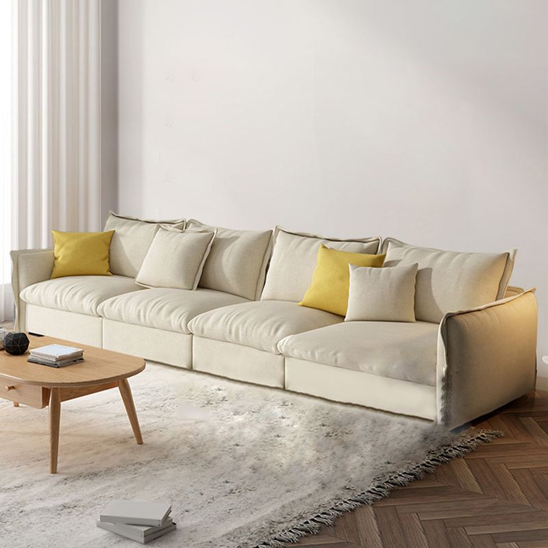 Contemporary Living Room Square Arm Sofa Beige Pillow Back Settee Clearhalo 'furn' 'furn_sofas' 'Furniture' 'furniture_sofas' 'Living Room Furniture' 'Sofa' 'sofas' 1200x1200_b83932da-c19e-4bc2-9338-9f480f486fb0