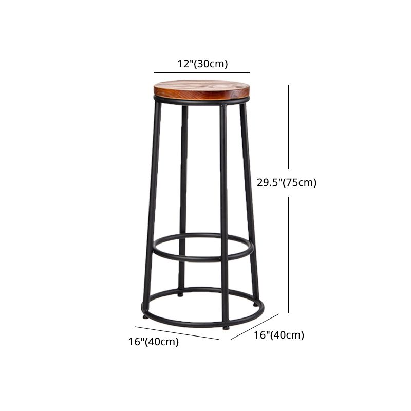 Industrial Brown Wood Barstool Distressed Indoor Tall Stool with Round Seat Clearhalo 'Bar Furniture' 'Bar Stools' 'bar_stools' 'furn' 'furn_bar_stools' 'furniture_bar_stools' 'Kitchen & Dining Furniture' 'kitchen&dining_furn' 'kitchen' 'kitchen_furn' Furniture' 1200x1200_b839fa22-8d9a-47c8-8f1f-8e92bba04379