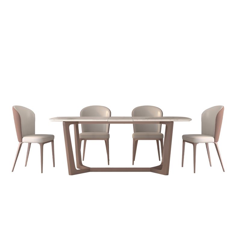 Extendable Sintered Stone Top Dining Set Rectangle 1/4/5/7 Pieces Dining Table with Chairs Clearhalo 'Dining Room Sets' 'Dining Tables & Seating' 'dining_room_set' 'furn' 'furn_dining_room_set' 'Furniture' 'furniture_dining_room_set' 'Kitchen & Dining Furniture' 1200x1200_b83d1965-564a-44fb-98a1-9b5a548c0218