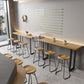 Tavolo da pranzo a barre di legno rettangolare tavolo da bar contemporaneo con base in slitta in nero