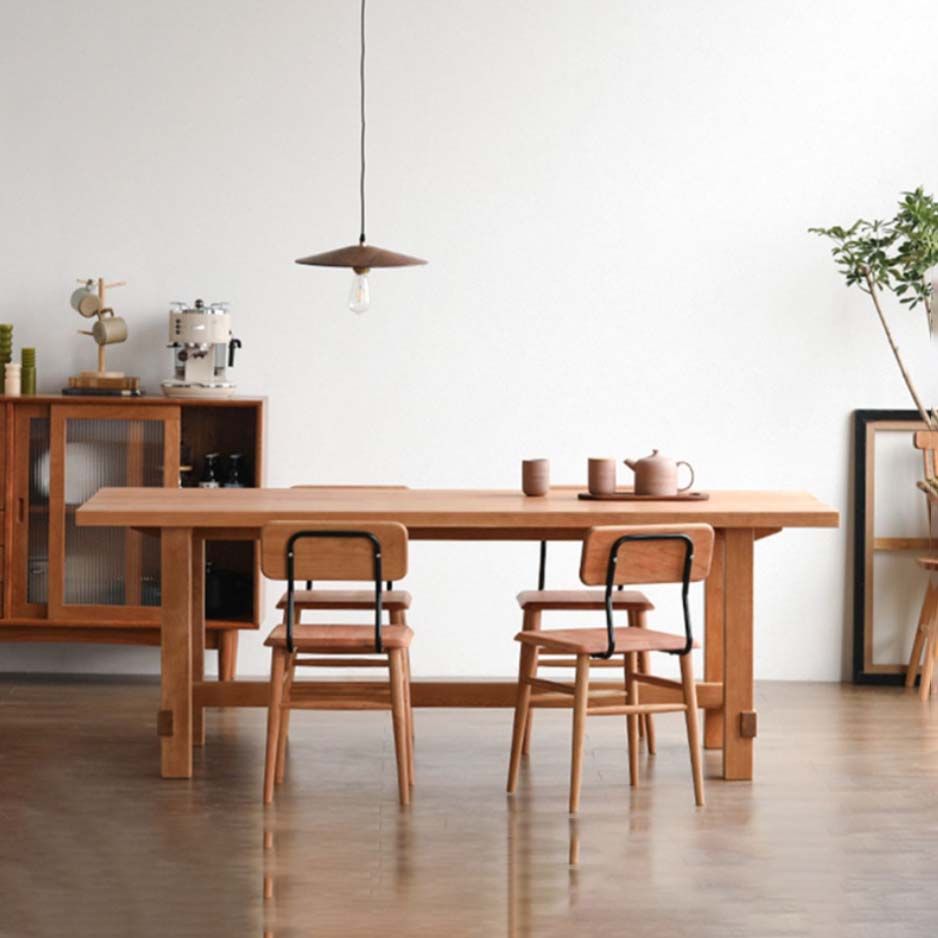 Modern Trestle Dining Table Pine Wood Table for Dining Room Kitchen